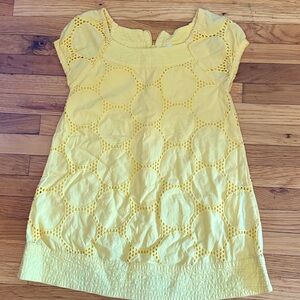 Mini Boden yellow eyelet capsleeve dress